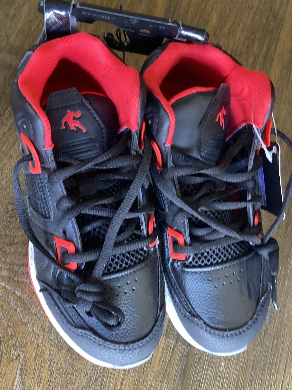 Kids Black and Red Lace-Up Athletic Sneakers
